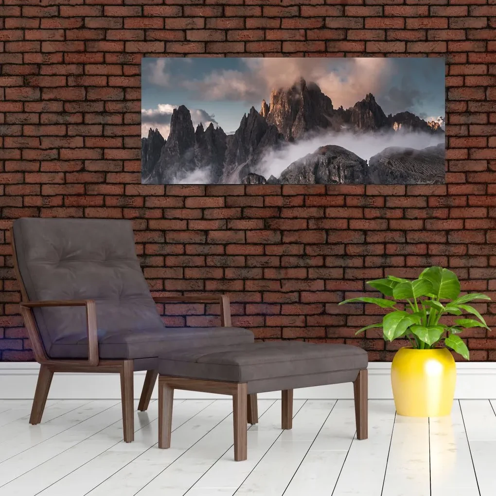 Obraz - Talianske dolomity schované v hmle (120x50 cm)