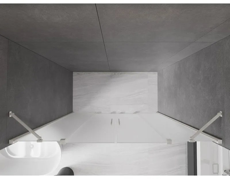 Mexen Velar Duo, posuvné sprchové dvere do otvoru 180 cm, 8mm sklo námraza, brúsená oceľ, 871-180-000-32-97