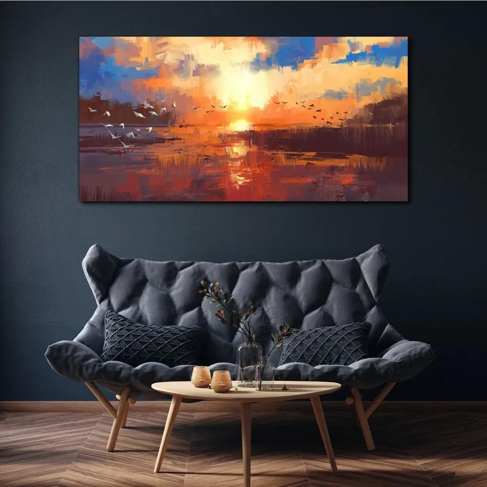 Obraz canvas Jazero Mraky Sunset