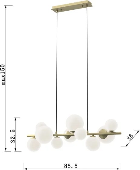ONLI - Luster na lanku PALOMA 10xG9/3W/230V zlatý