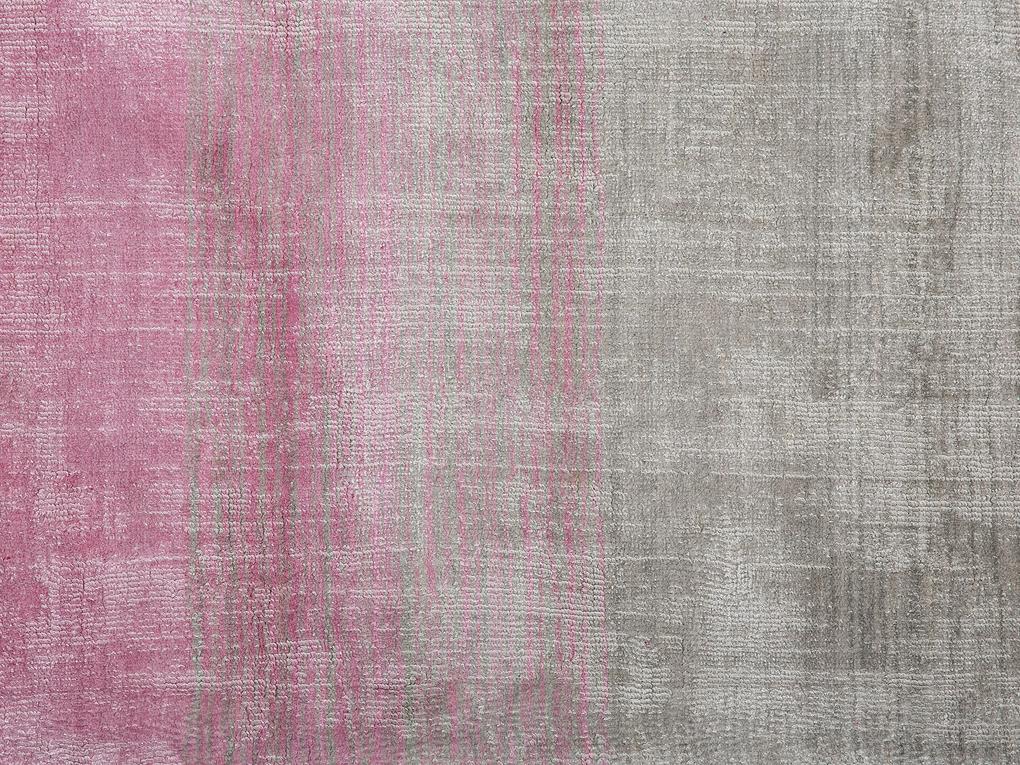 Viskózový koberec 160 x 230 cm ružová/sivá ERCIS Beliani