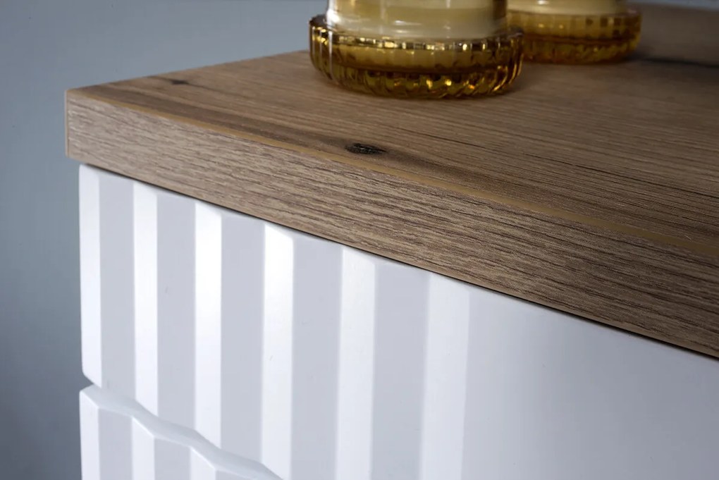 Umývadlová skrinka Fiji s doskou a umývadlom 80 cm biela/dub coast evoke