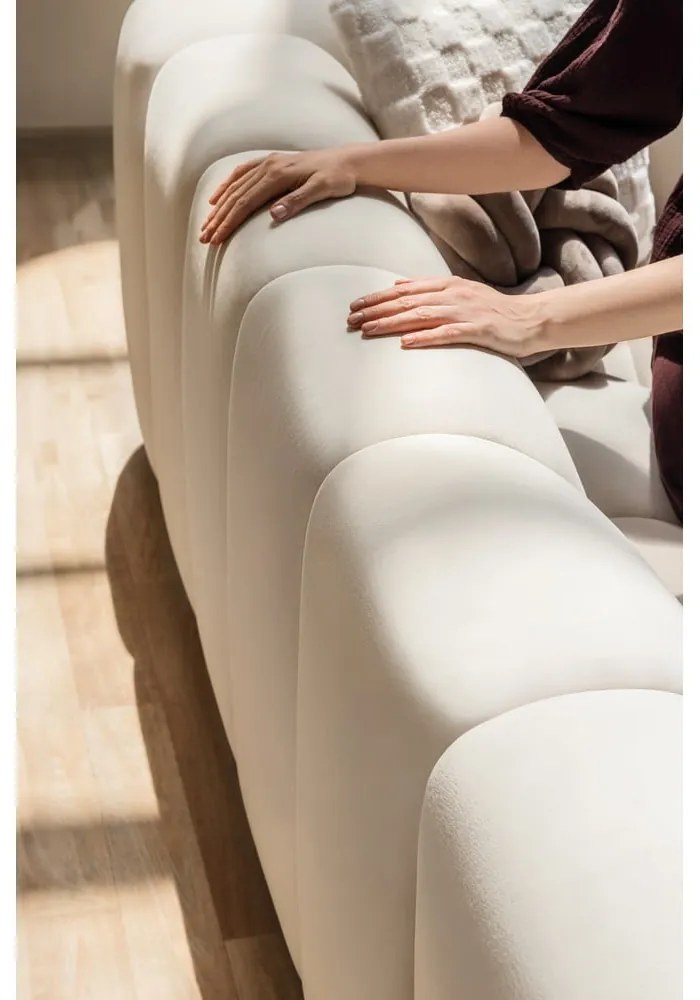 Krémová zamatová rohová pohovka (ľavý roh/s leňoškou) Cube – Bonami Selection