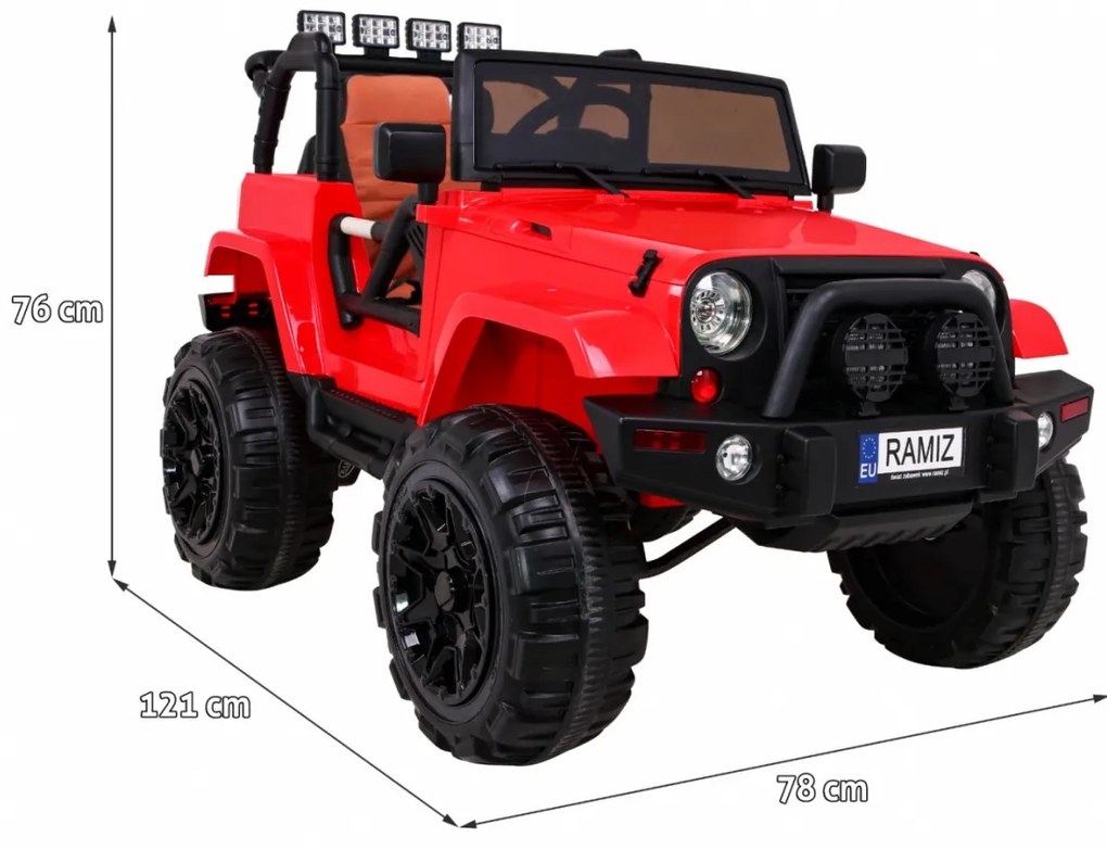 RAMIZ ELEKTRICKÉ AUTÍČKO  JEEP ALL TERRAIN - NELAKOVANÉ - ČERVENÉ - 2 x 45W - 12V/7Ah - 2022