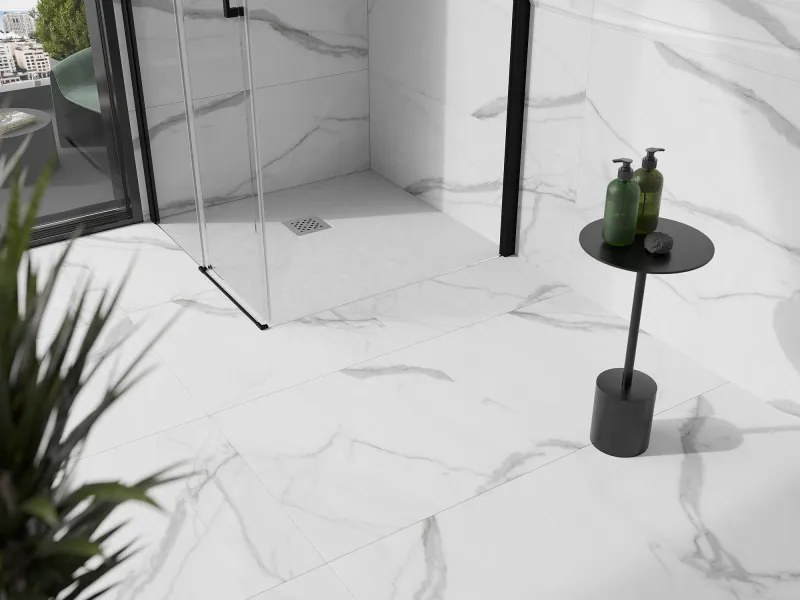 Mexen Stone+, štvorcová vanička z minerálneho kompozitu 90 x 90 cm, biela, 44109090