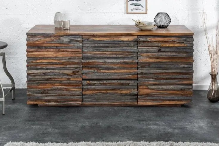 Dizajnová komoda z masívu Relief Sheesham Smoke 160cm