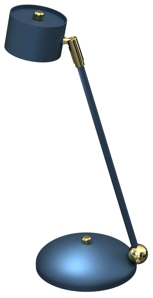 EUlight Stolná lampa Arena, 1x tmavomodré kovové tienidlo, db/g