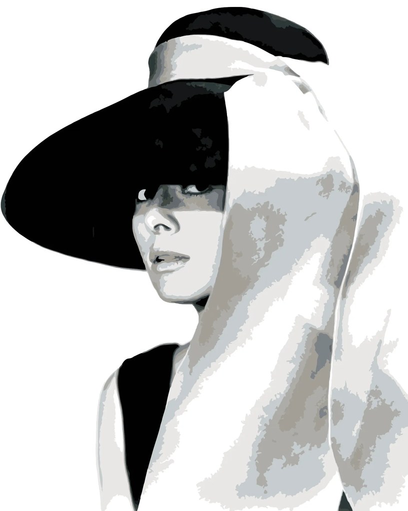Gario Maľovanie podľa čísel Audrey Hepburn v klobúku Rozmery: 80 x 100 cm, Rámovanie: S vnútorným rámom