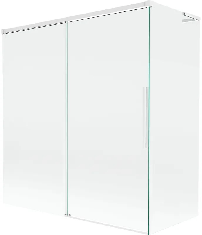 Mexen Rox, L posuvná 2-krídlová vaňová zástena 150 + 70 x 150 cm, 8mm číre sklo, biely profil, 8C9L-150-070-20-00