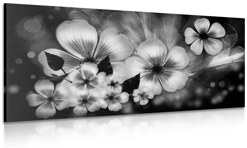 Obraz fantázia kvetov v čiernobielom prevedení Varianta: 100x50