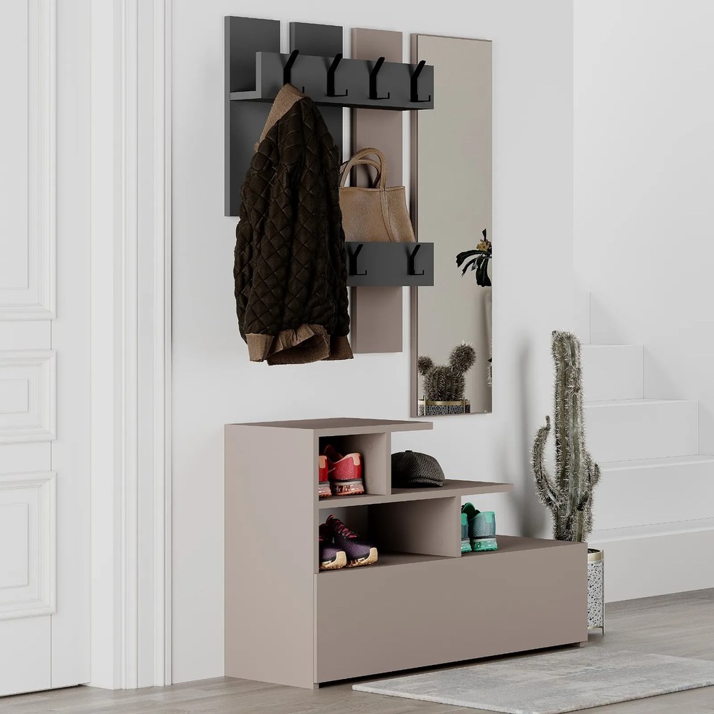 Předsíňová stěna Houseland Vesty mocha/antracit
