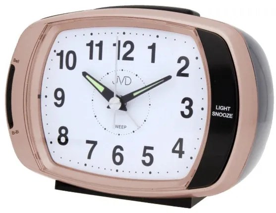 Analógový budík JVD SRP389.4 s plynulým chodom – Ružový (13,5 cm)