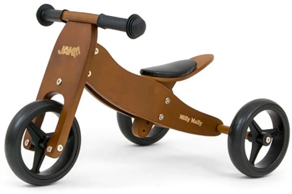 Detské multifunkčné odrážadlo bicykel 2v1 Milly Mally JAKE Dark Natural