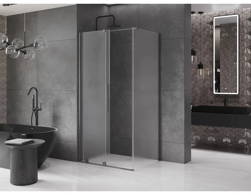 Mexen Velar, sprchový kút s posuvnými dverami 120 x 80 cm, 8mm sklo námraza, grafit brúsený, 871-120-080-31-66