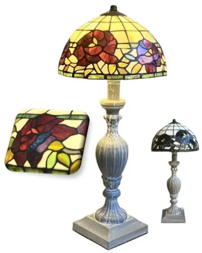 Tiffany stolná lampa WOOD ANTIQUE ROSE Ø25*56 1*E27