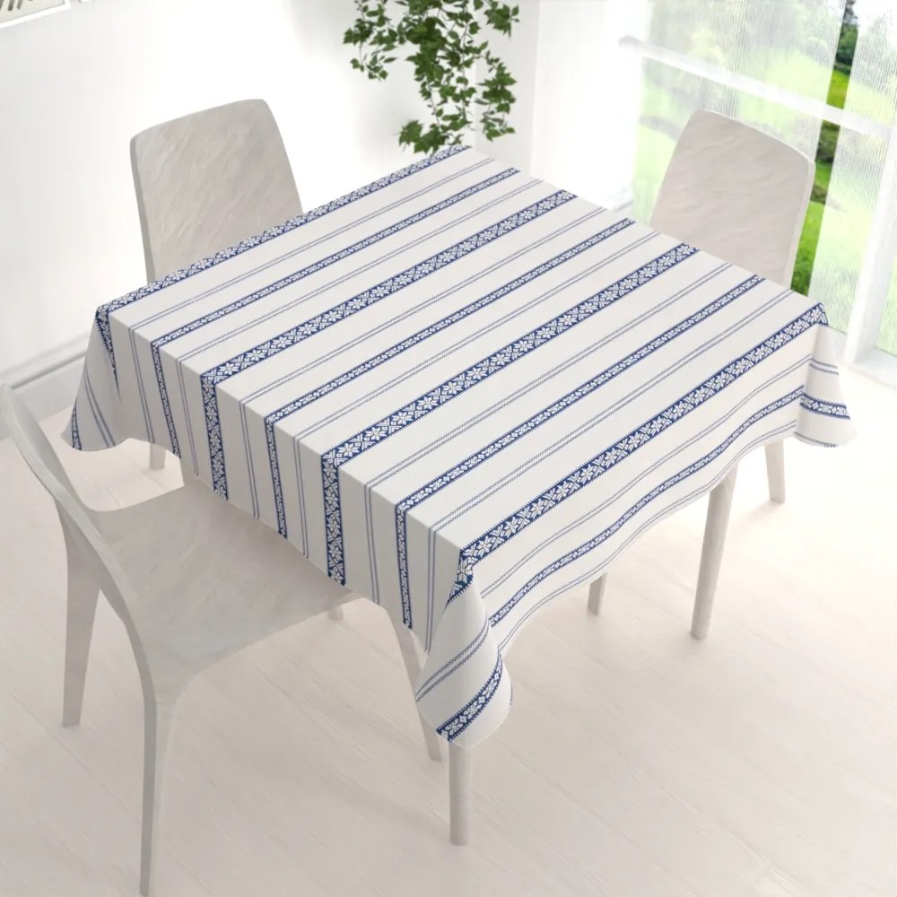 Biante Bavlnený štvorcový obrus Sandra SA-590 Modrý ľudový vzor na bielom 60x60 cm