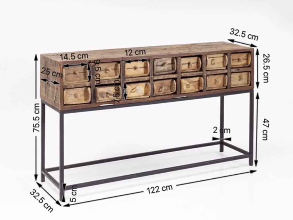 Bastidon konzolový stolík 125 cm hnedý/čierny