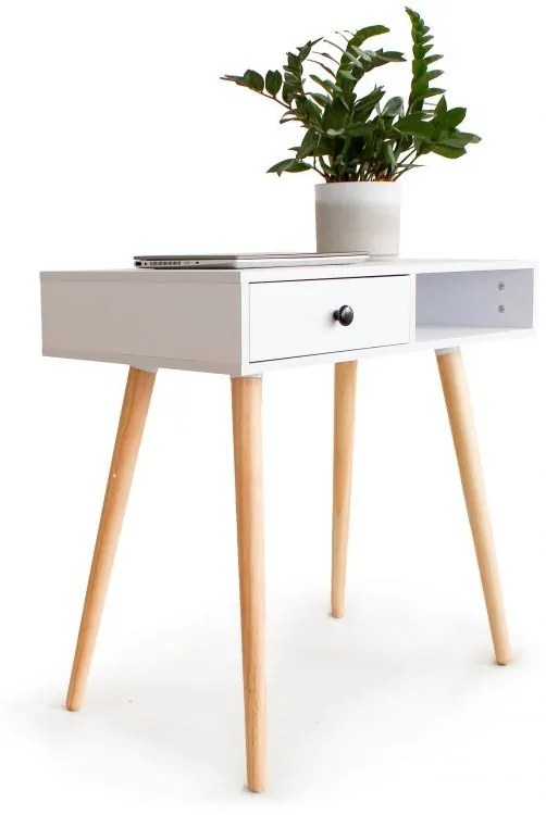 Elegantný drevený stolík so šuflíkom