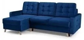 Rohová sedacia súprava Vegas v škadinávskom štýle, tm. modrá (kronos 09)