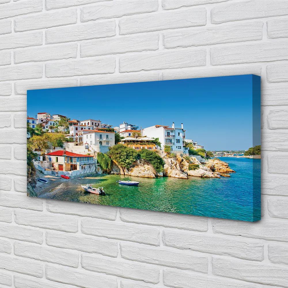 Obraz na plátne Grécko stavieb pobrežie morská 140x70 cm