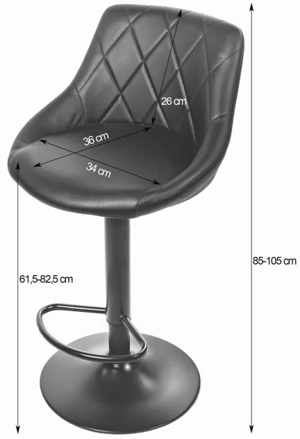 Set dvoch barových stoličiek KAST - ekokoža / čierne (čierna noha) 2ks