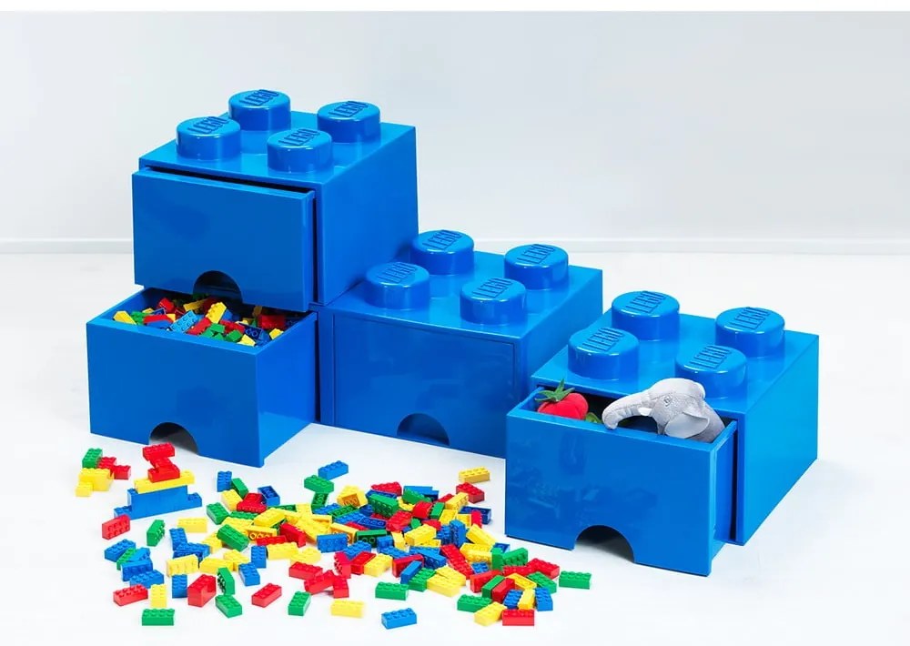Modrý stolový box so zásuvkou LEGO®, 31 x 16 cm