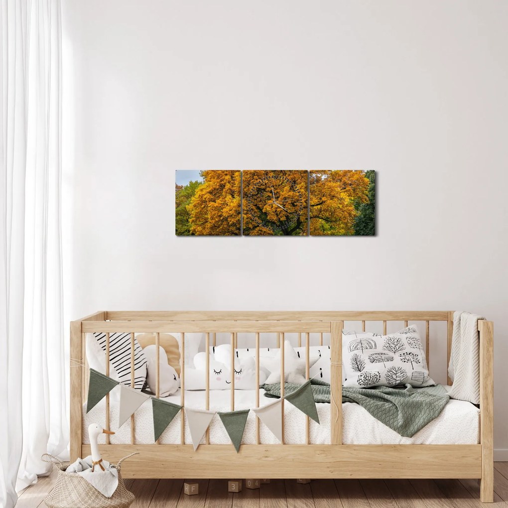 Obraz stromu (s hodinami) (90x30 cm)