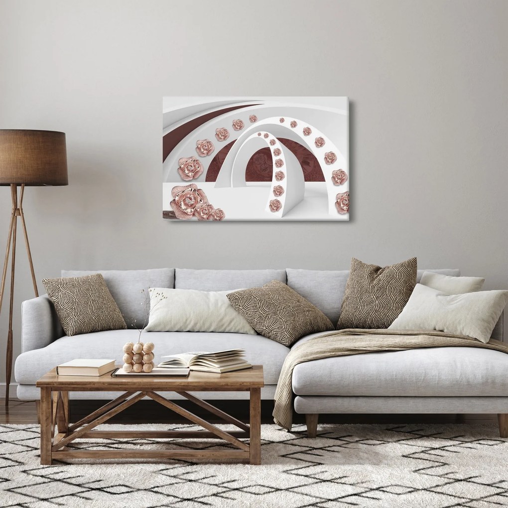 Obraz - 3D oblúky s kvetmi (90x60 cm)
