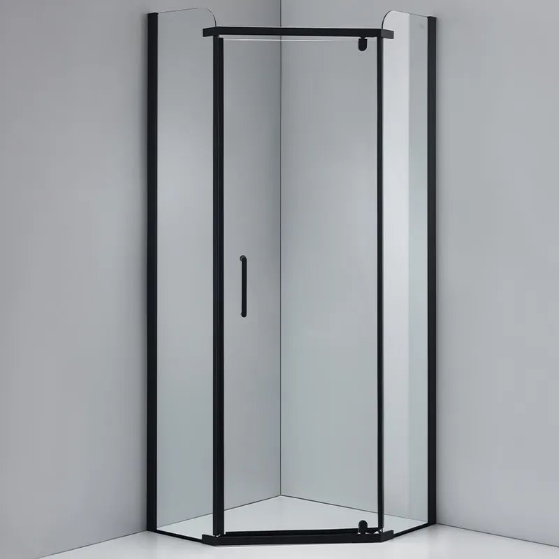 BPS-koupelny Päťuholníkový sprchový kút KZ91B BL 90x90 čierna/transparent - bez vaničky