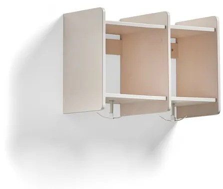 Nástenný vešiak s poličkou EBBA, 2 sekcie, biela