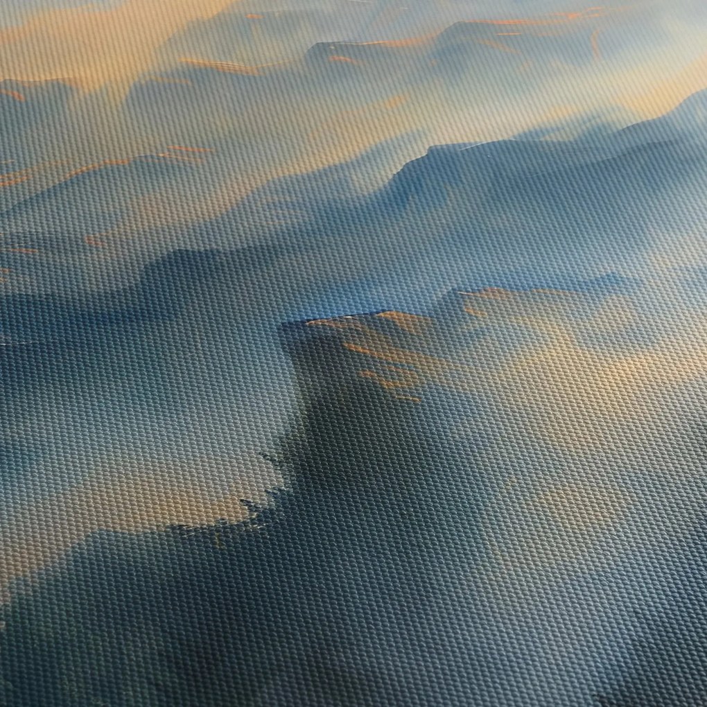 Obraz - Maľovaná horská krajina (s hodinami) (90x30 cm)