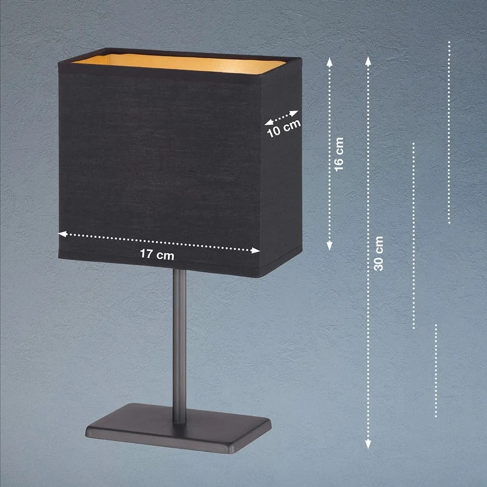 Čierna stolová lampa s textilným tienidlom (výška 30 cm) Kate – Fischer &amp; Honsel