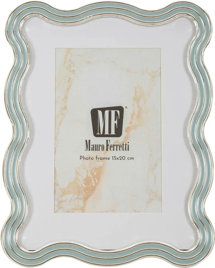 Svetlomodrý/v striebornej farbe kovový/sklenený stojací rámček 17,5x22,5 cm Elizabeth – Mauro Ferretti