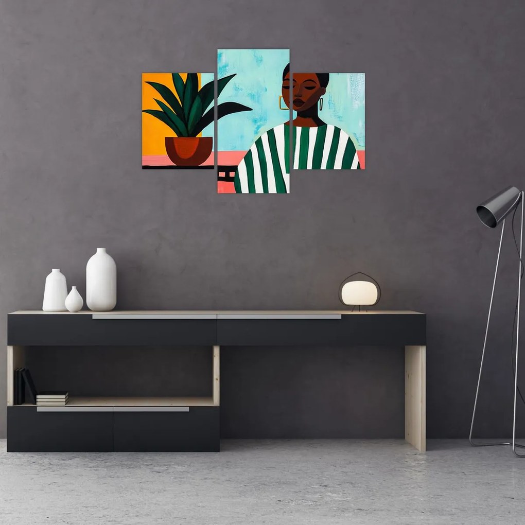 Obraz - Žena s kvetinou (90x60 cm)