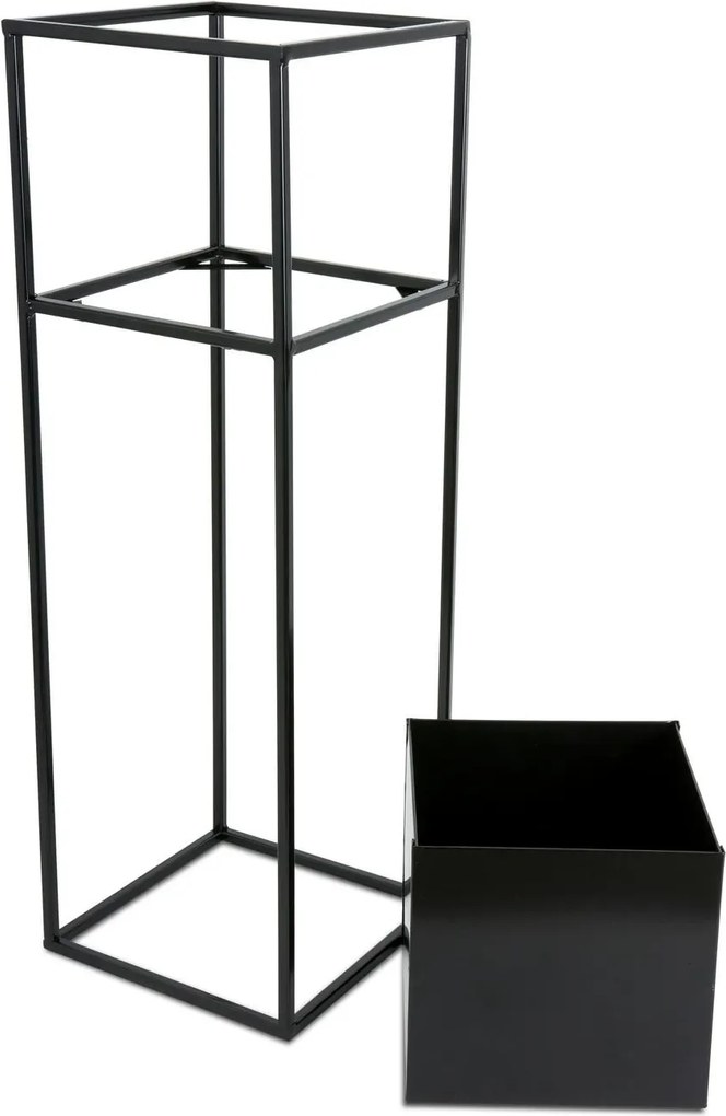 KOVOVÝ KVETINÁČ SO STOJANOM PLAIN 70X24 CM ČIERNA