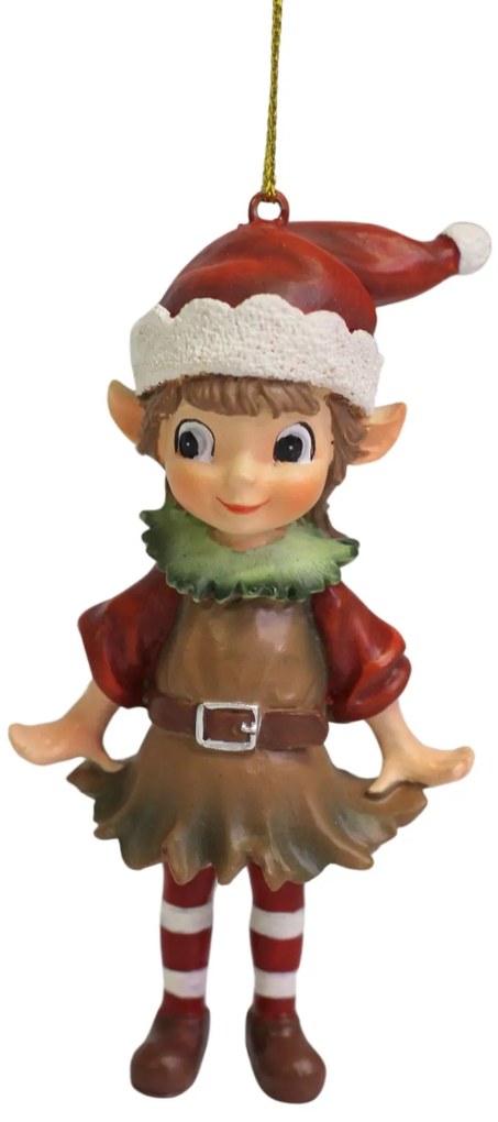 Červená vianočná ozdoba škriatok Mia 9cm