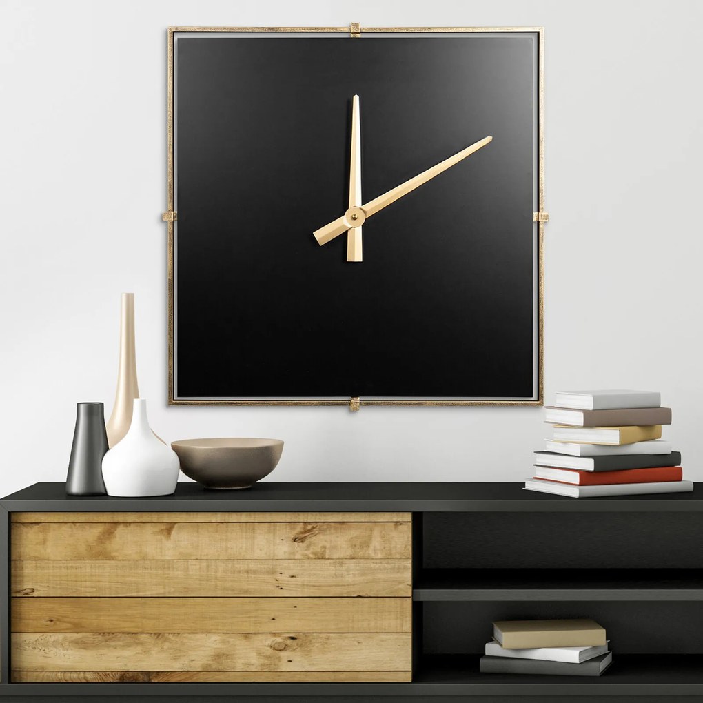 Dekoračné kovové nástenné hodiny v modernom štvorcovom štýle