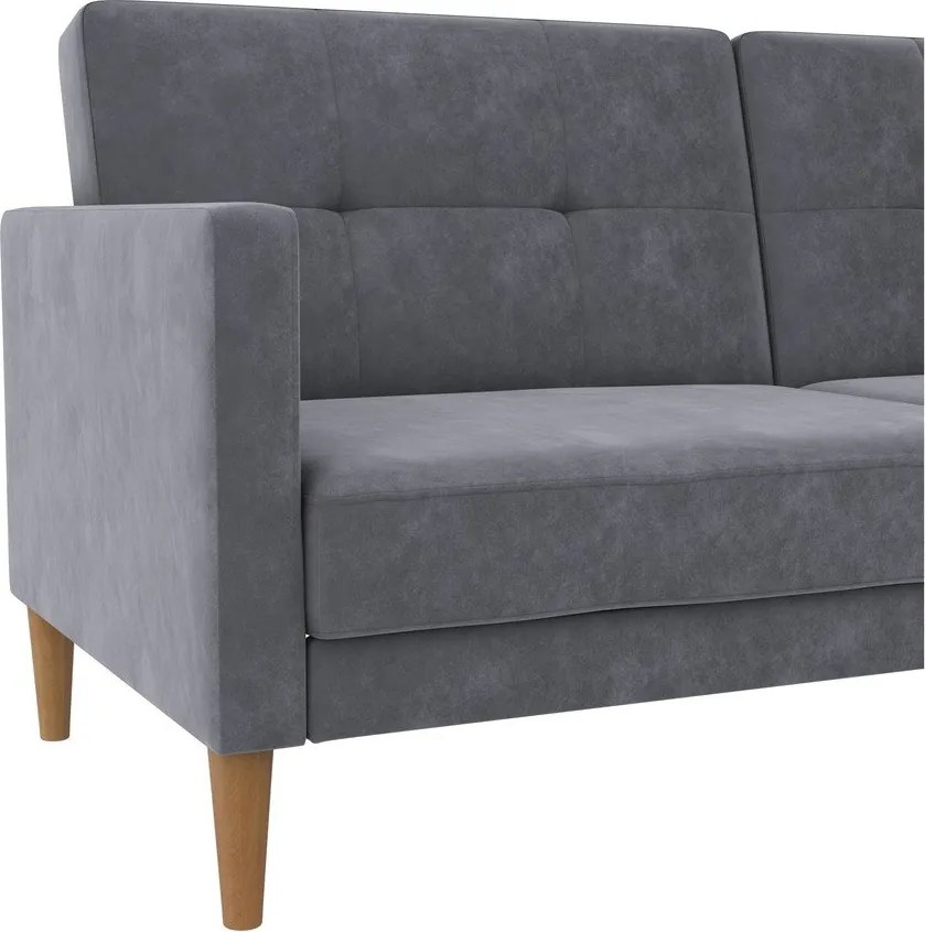 Sivá zamatová rozkladacia pohovka 207 cm Lilly – Støraa