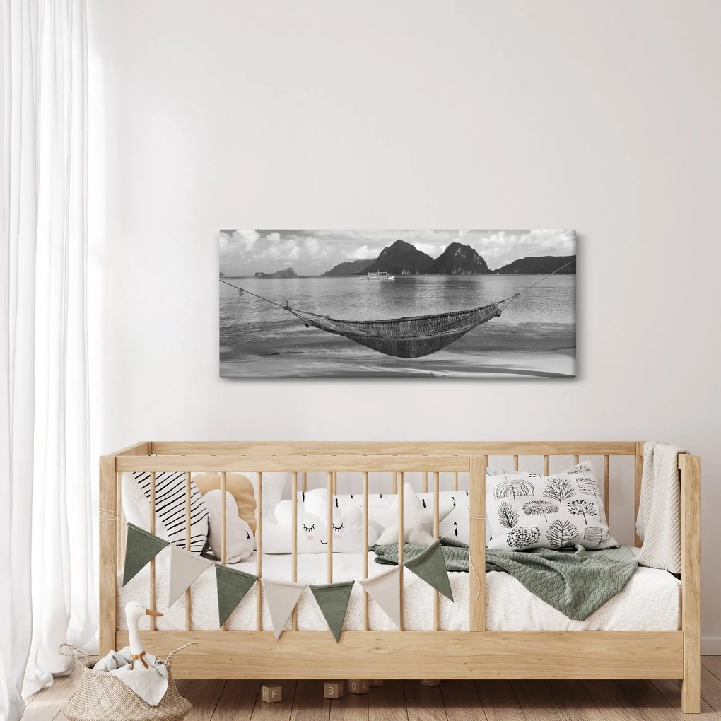 Obraz - Hojdacia sieť na pláži (120x50 cm)