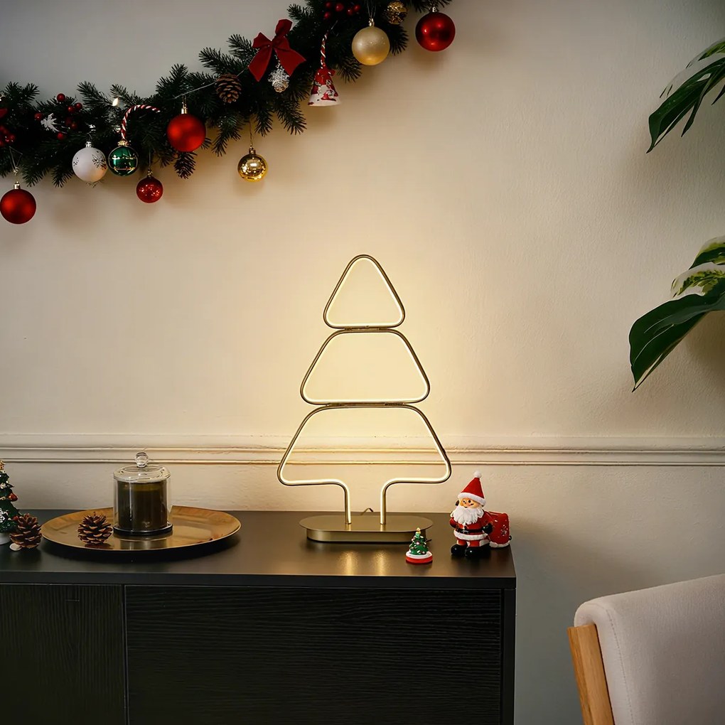 Vianočná stolná lampa zlatý vianočný stromček vrátane LED - Arbre