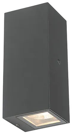 Nástenné svietidlo sivé 2-žiarovkové IP44 s čidlom súmraku - Baleno