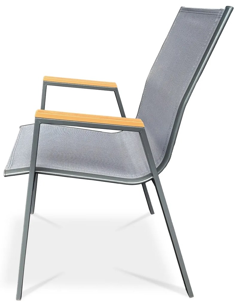 Autronic Záhradná stolička, kov, textil, sivá, AZC-S1050 GREY