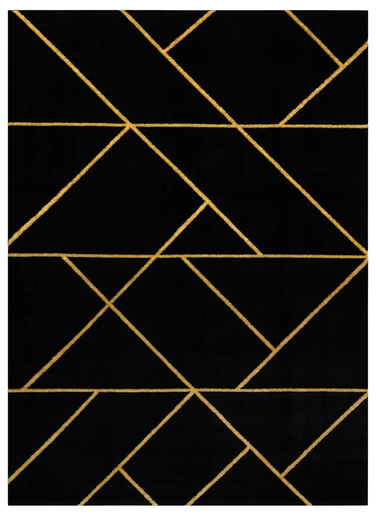 Koberec EMERALD exkluzívny 1012 glamour, geometrický čierno / zlatý