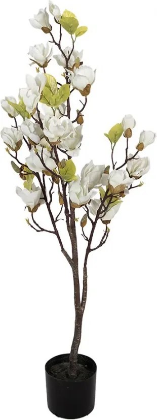 Dekoračný stromček Magnolia s bielymi kvetmi - 20*15*120 cm
