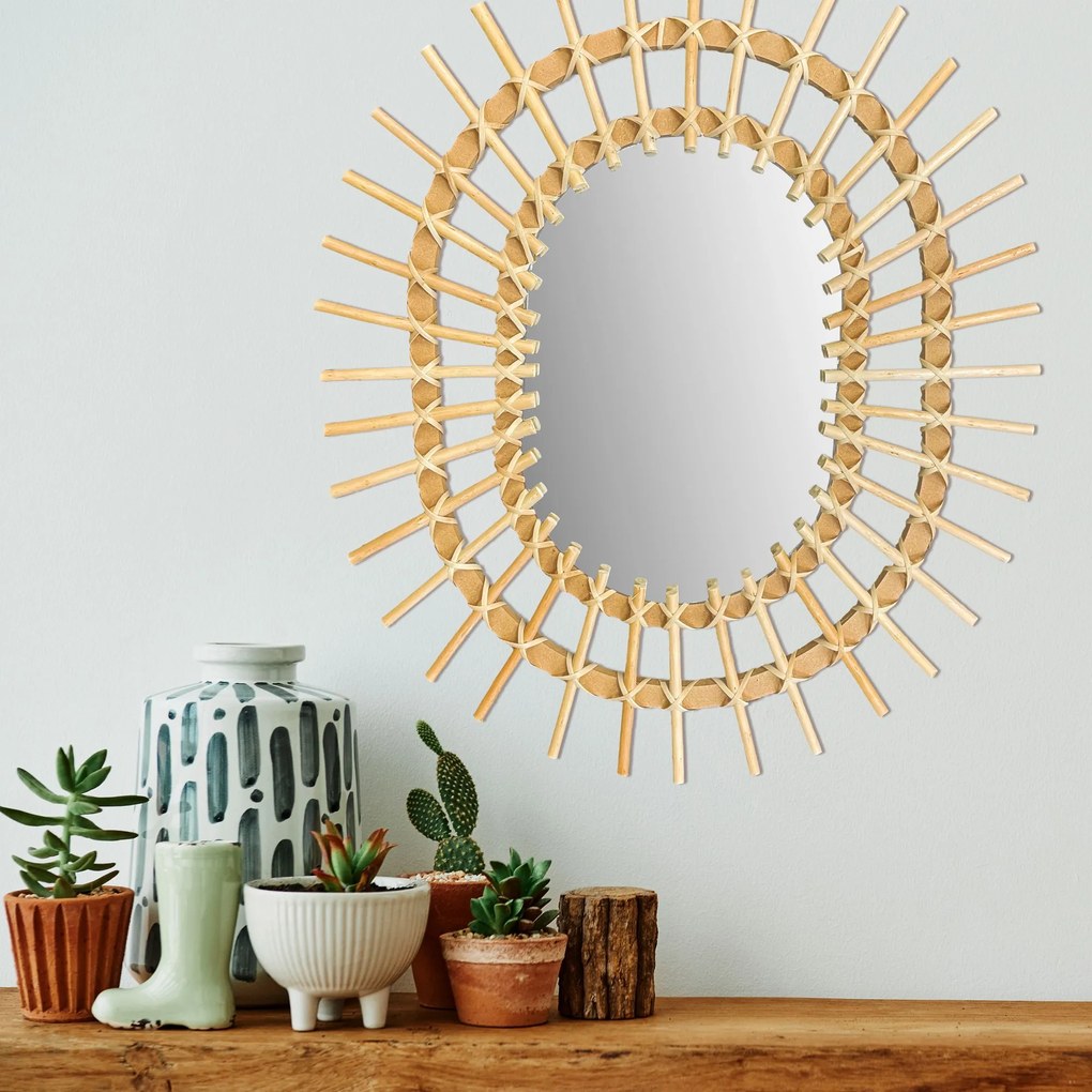 Dekorstudio Oválne bambusové zrkadlo 57cm