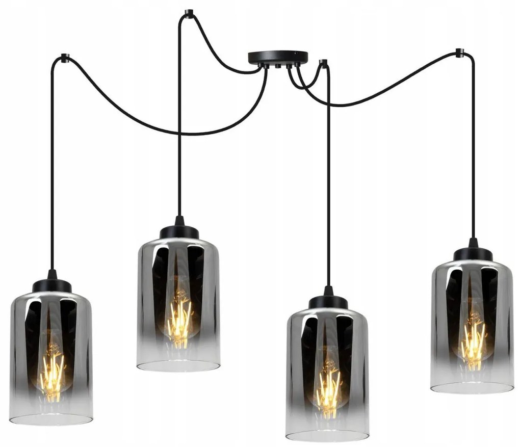 Závesné svietidlo Hella Spider, 4x sklenené tienidlo (mix 3 farieb)