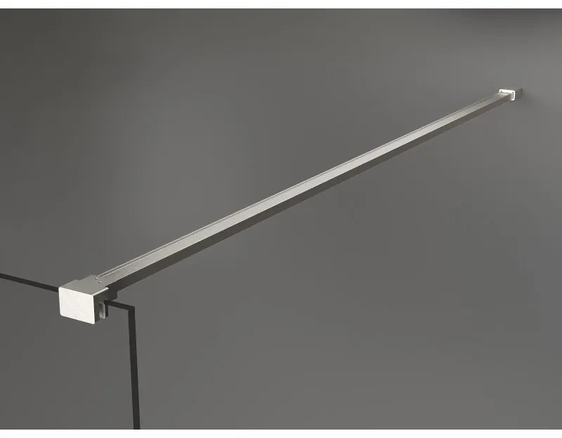 Mexen Kioto, sprchová zástena Walk-In 130 x 200 cm, 8mm číre sklo, brúsená oceľ profil, 800-130-002-97-00