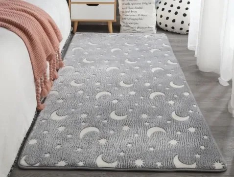 Detský koberec svietiaci v tme Glow 50x80 cm, mesiačiky%