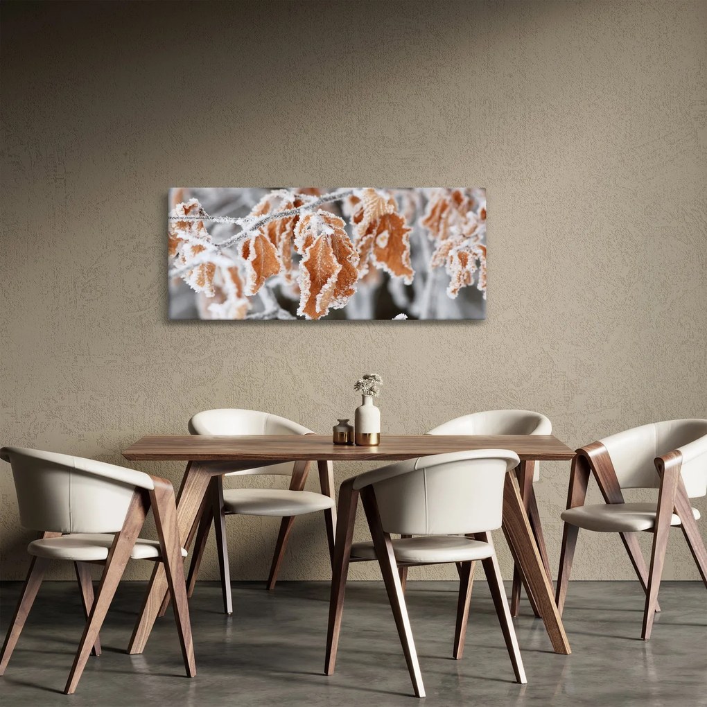 Obraz - Zamrznuté listy (120x50 cm)