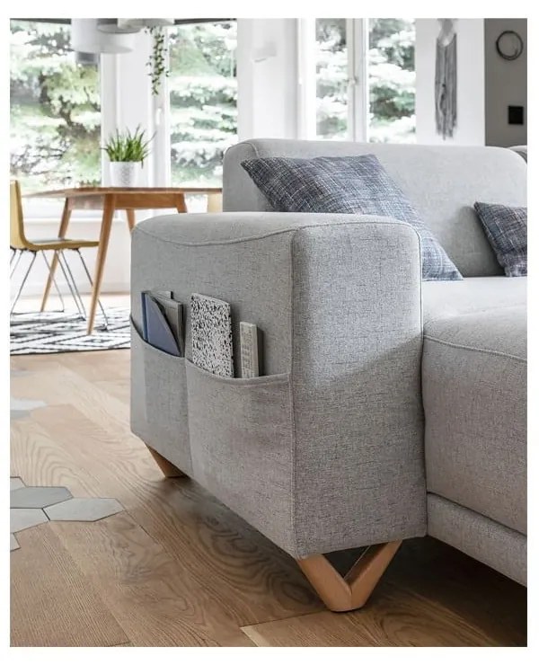 Svetlosivá rozkladacia/s úložným priestorom rohová pohovka (pravý roh/do tvaru "U") Classy Sophie – Miuform